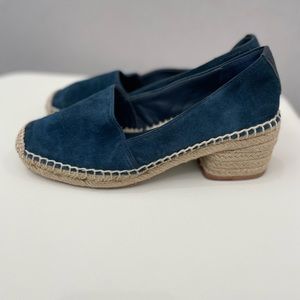 Tory Burch Positano Blue Leather Espadrille